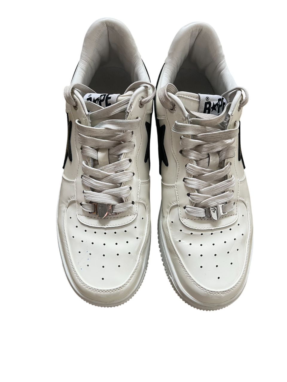 A Bathing Ape Bape Sta Weiß Lackleder
