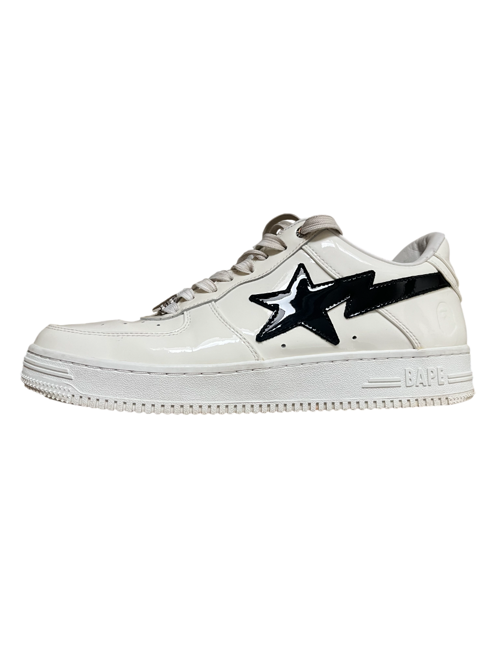 A Bathing Ape Bape Sta Weiß Lackleder