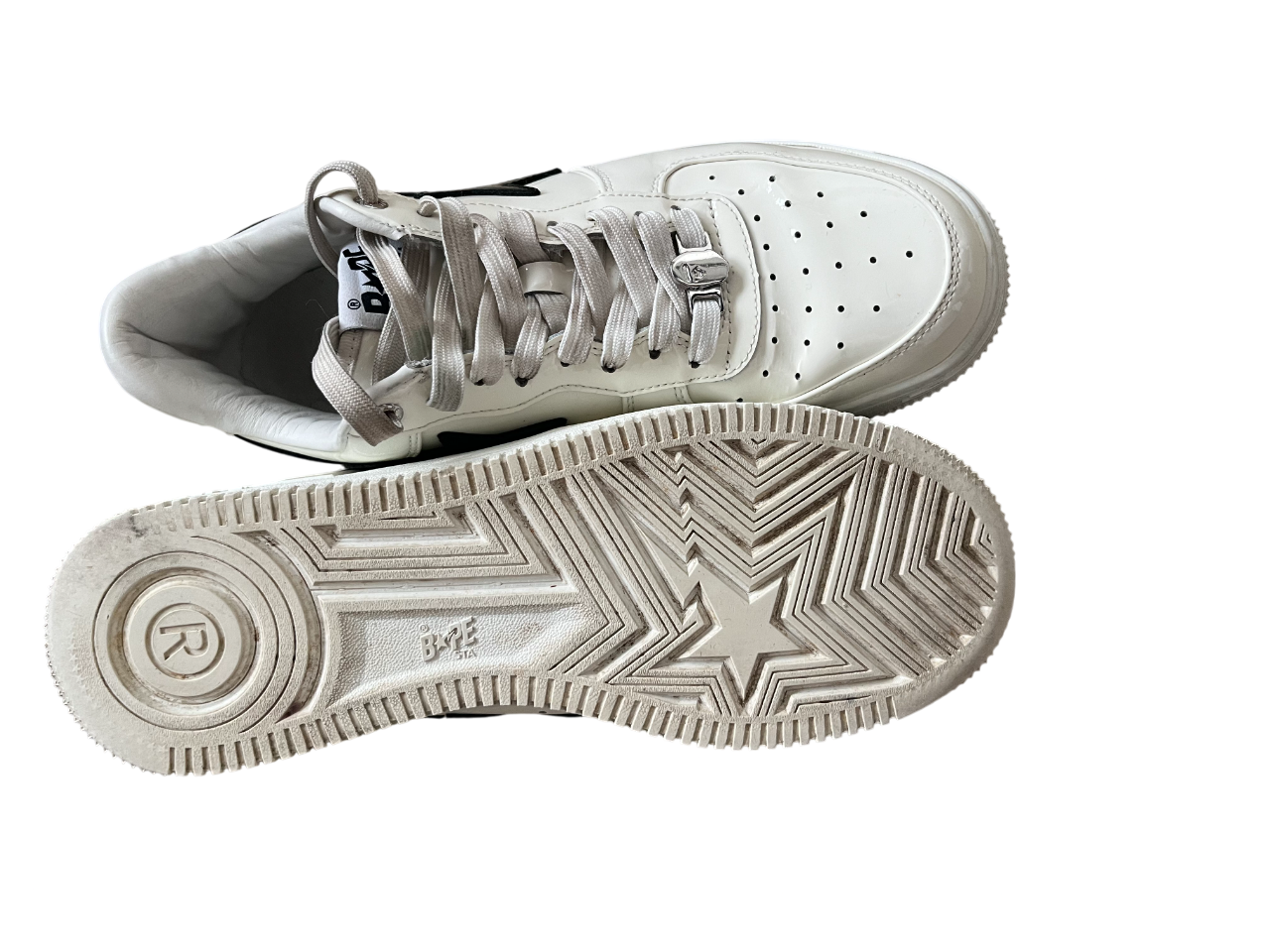 A Bathing Ape Bape Sta Weiß Lackleder