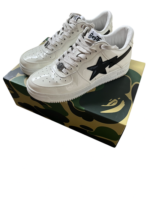 A Bathing Ape Bape Sta Weiß Lackleder